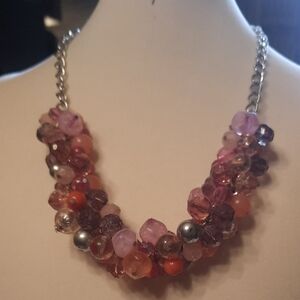 NY Collection Pink and Purple Cluster Bead Necklace